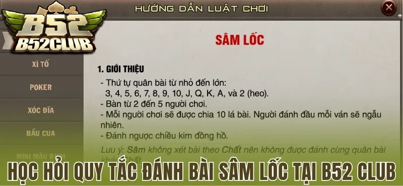 Quy tắc chơi Sâm trên B52CLUB.