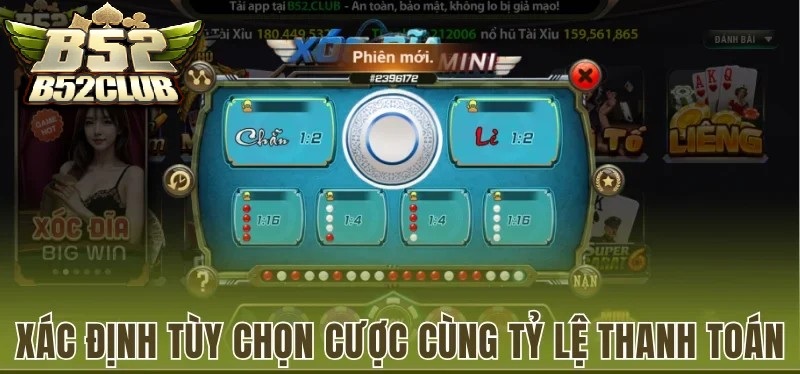 Xác định cửa cược và tỷ lệ trả thưởng